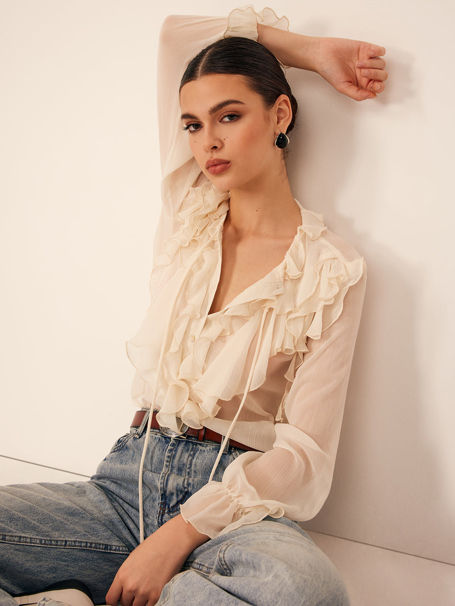 Romance Ruffles Volanlı Bluz