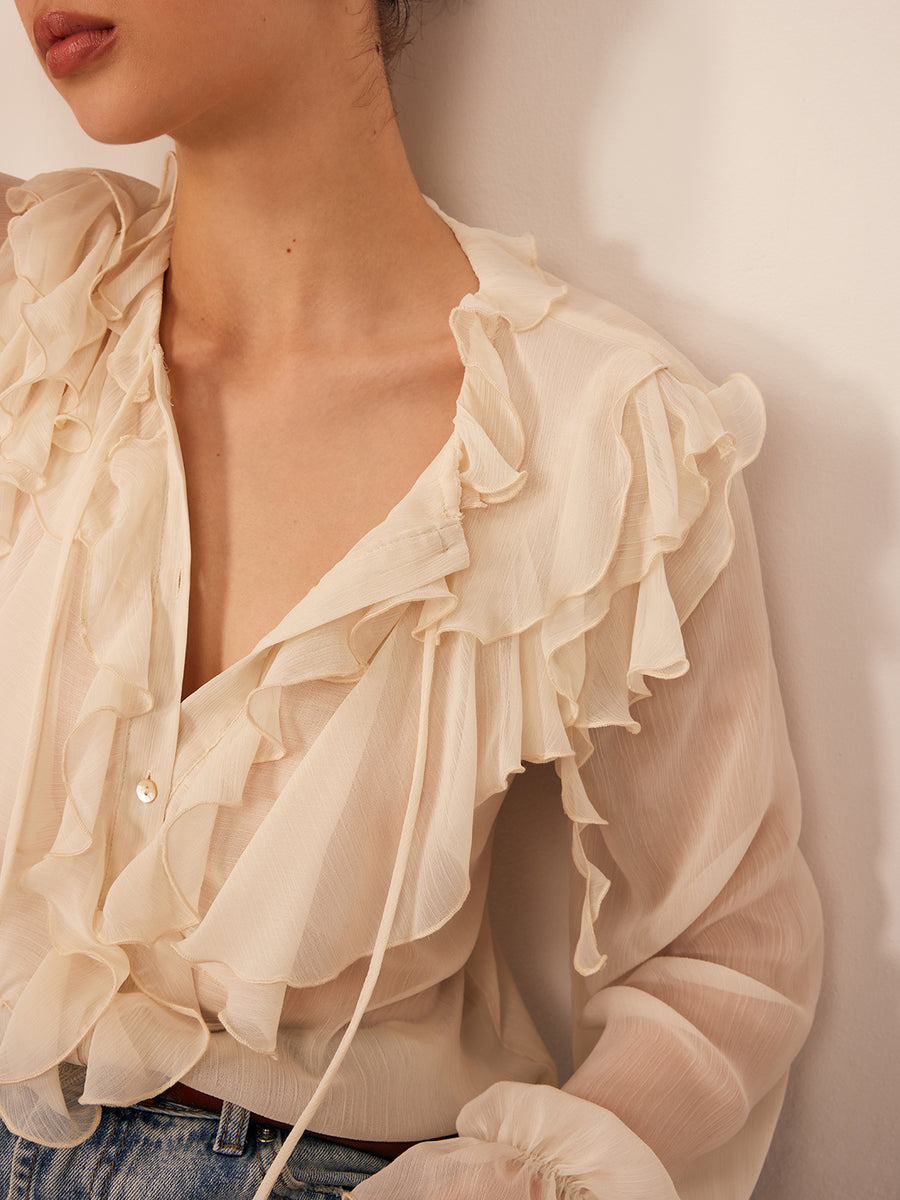 Romance Ruffles Volanlı Bluz