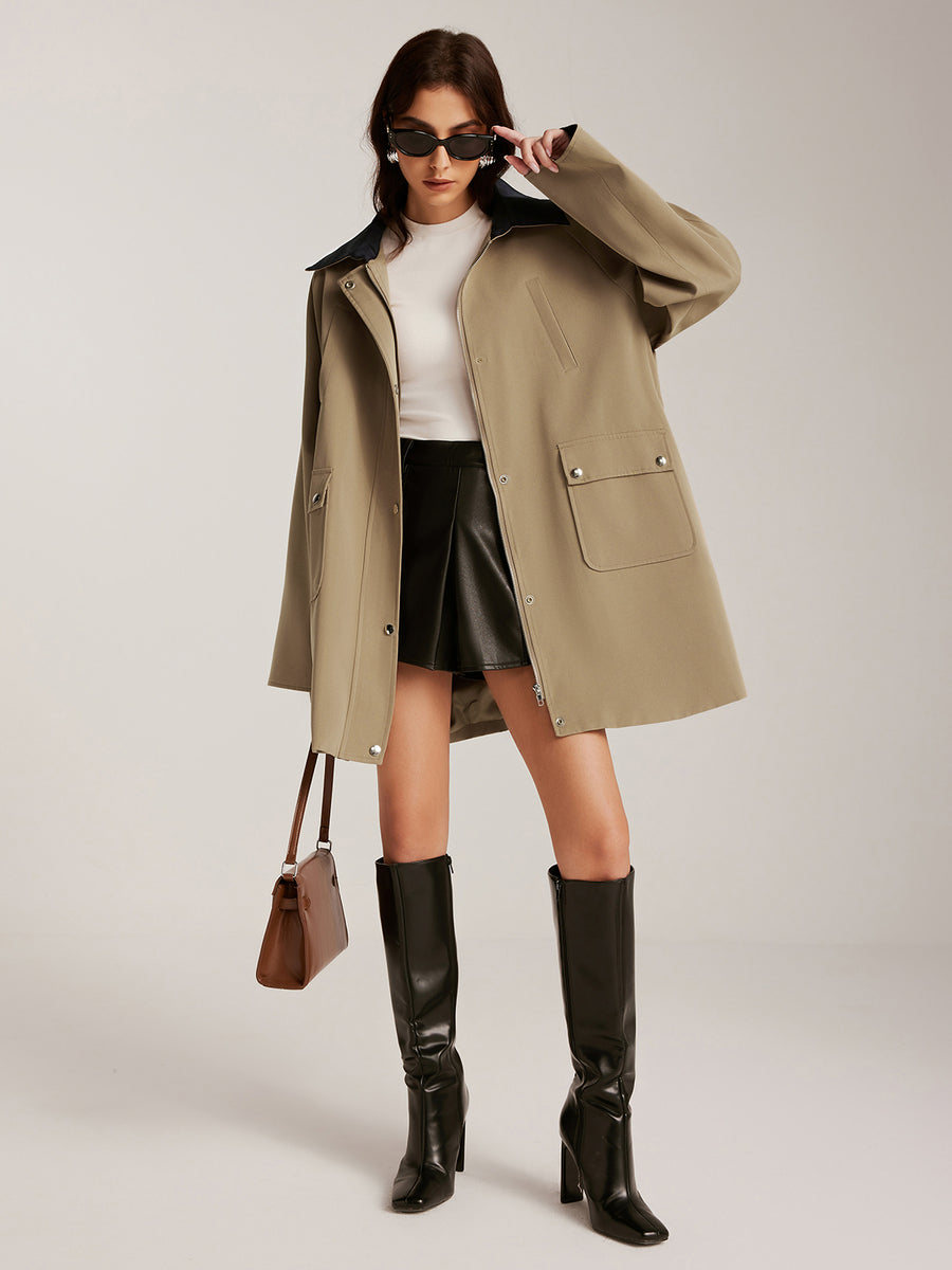 Oversize Çift Renk Detaylı Ceket
