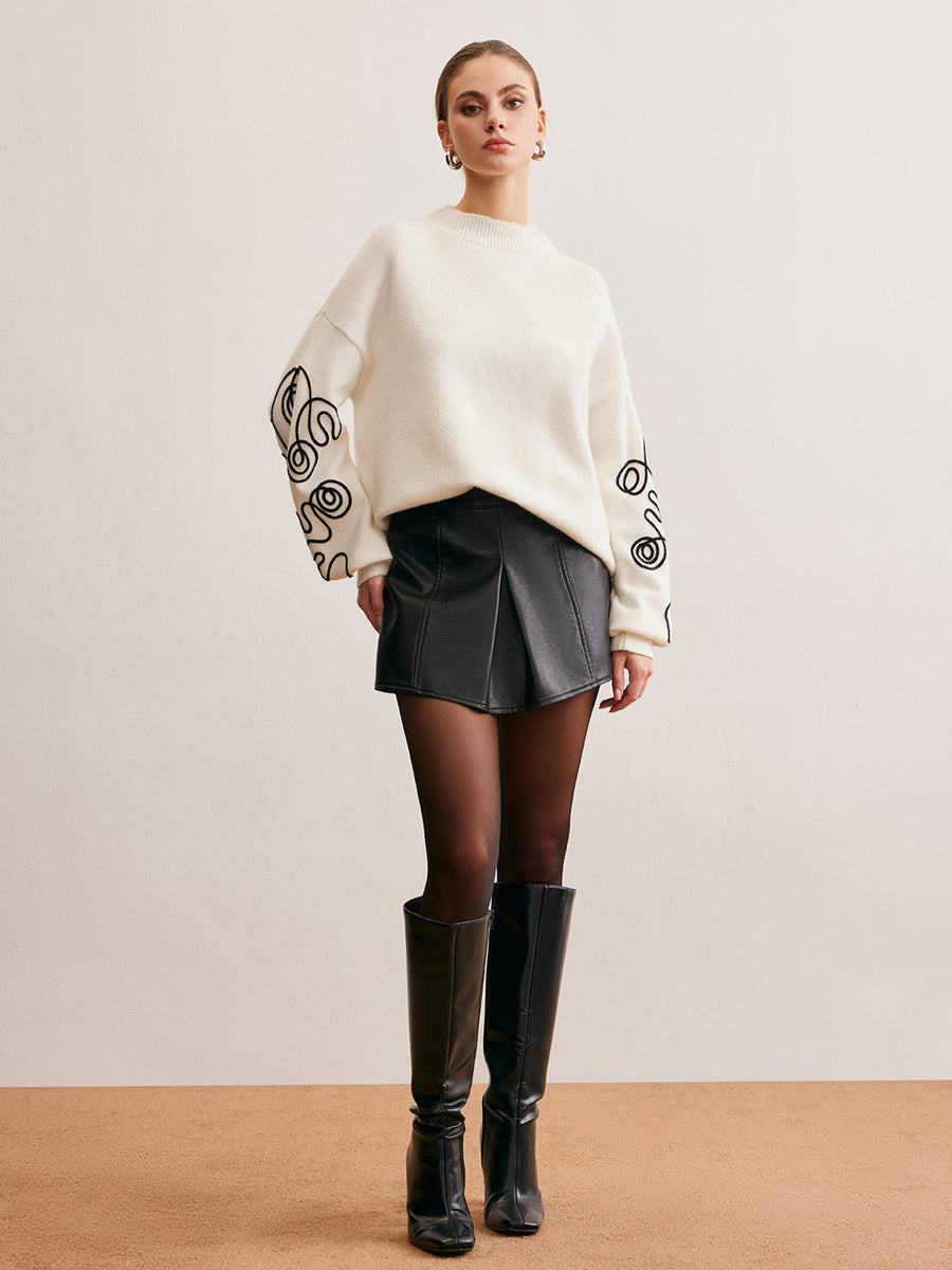 Desenli Kollu Oversize Kazak
