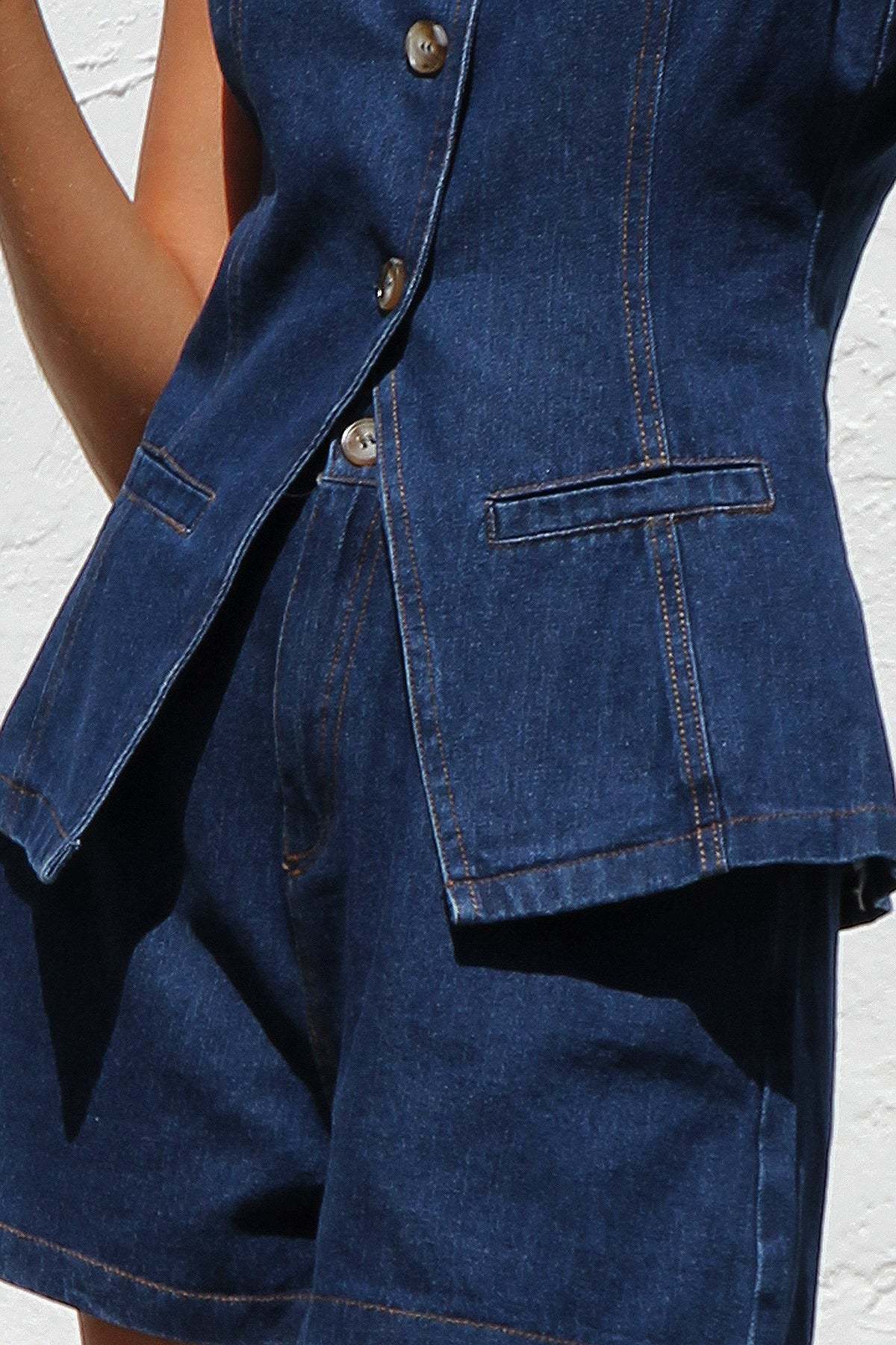 Selena Gold Button Denim Set
