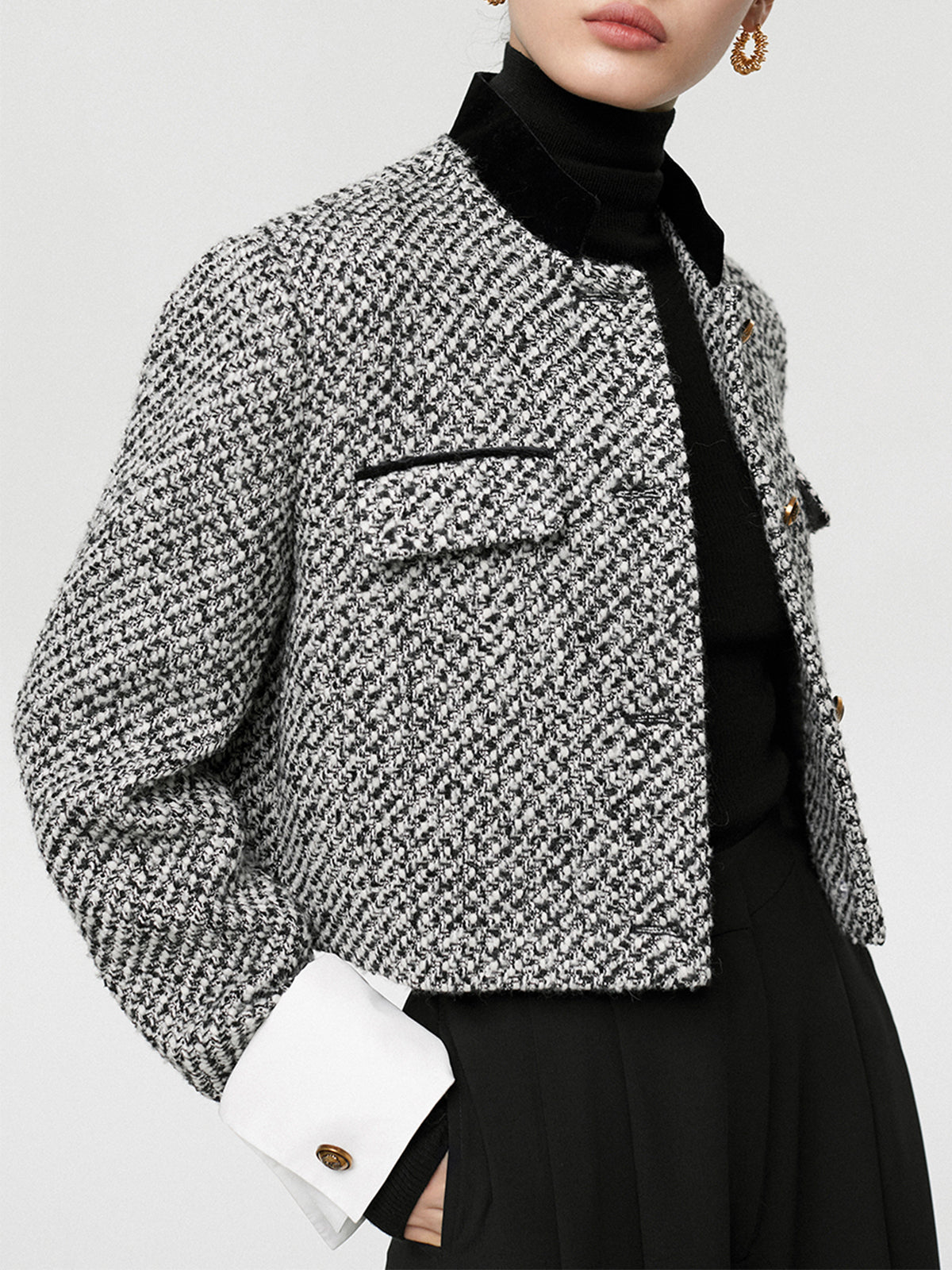 Tweed Bukle Kısa Blazer