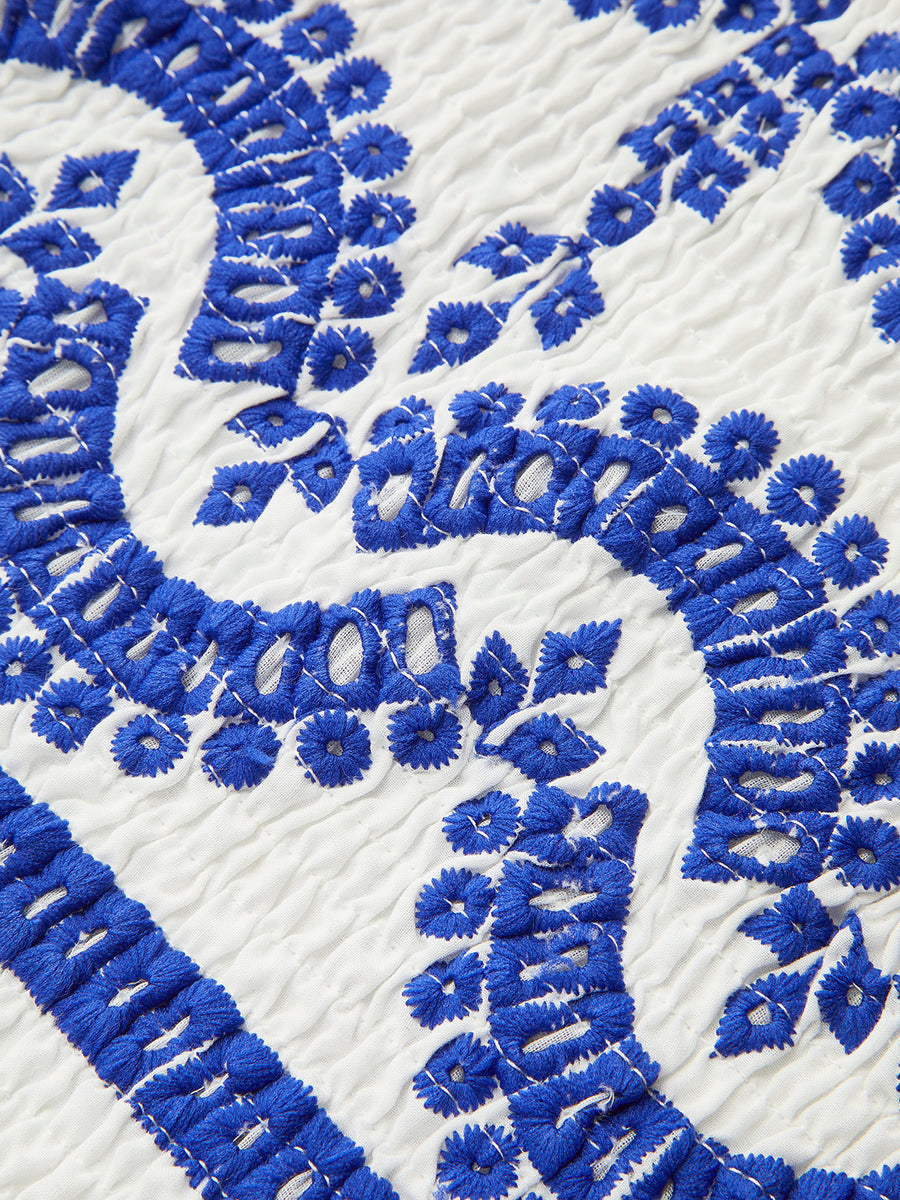 Indigo Bloom Ruffle Elbise