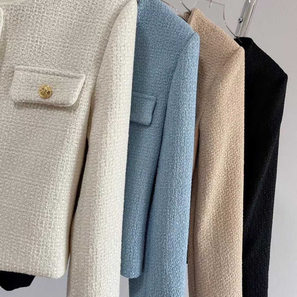 Klasik Gold Düğmeli Boucle Ceket
