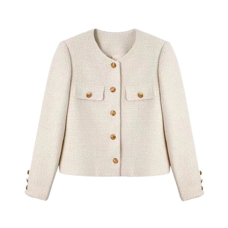 Klasik Gold Düğmeli Boucle Ceket