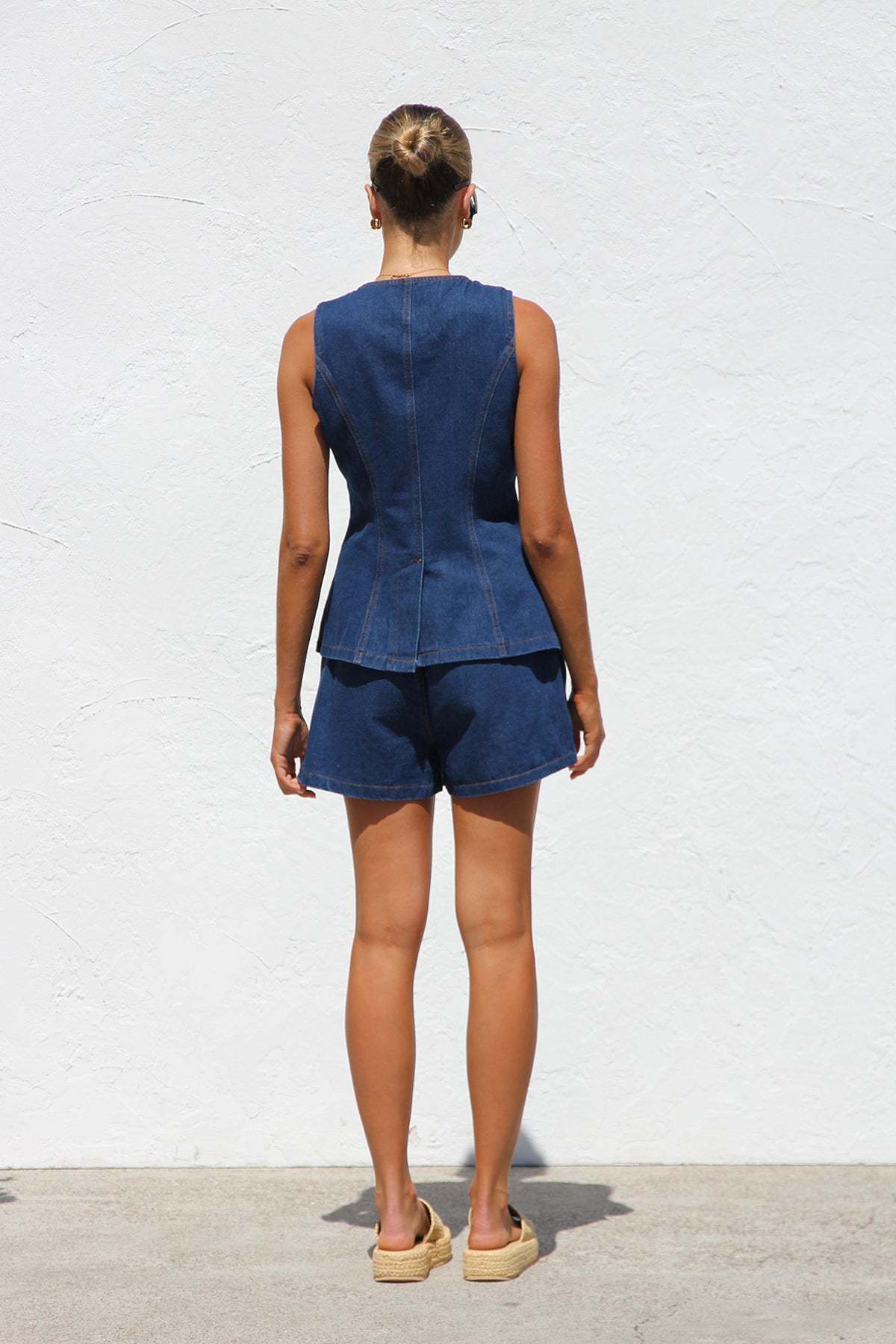 Selena Gold Button Denim Set